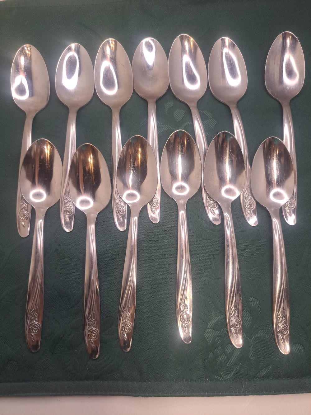 VTG Oneida ROSEANNE Custom Stainless TEASPOONS Silverware Flatware-Lot of 13